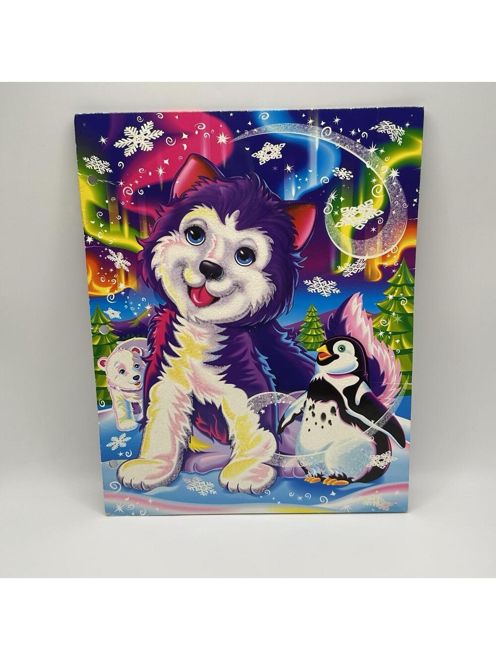 Lisa Frank Binder Folders Glitter Husky Y2K